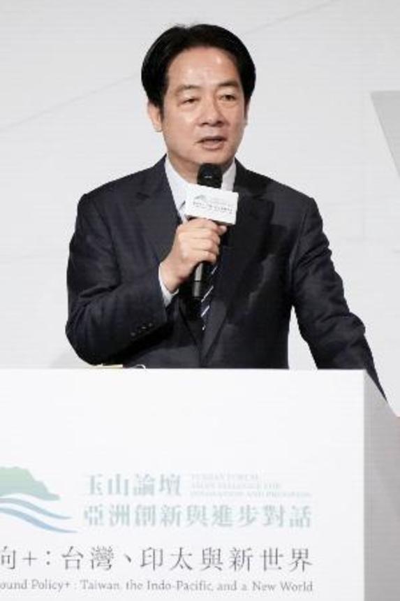 　１７日、台北で開かれた国際会議で演説する台湾の頼清徳総統（共同）